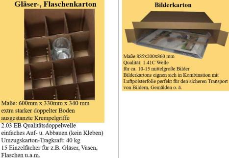 Beispiele für Umzugskartons